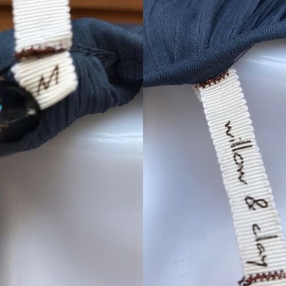 Willow & Clay Ruffle Blue Sheer Blouse Cottage Top Shirt Size M - Picture 2 of 8